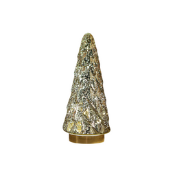 Anna's Collection - Kerstboompje glas 10led op batterij met timer 28.5x13 cm metallic goud