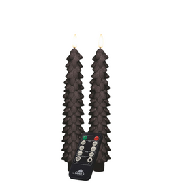 Anna's Collection - Dinerkaars kerstboom wax led 3d vlam op batterij met afstandsbediening 2 stuk...