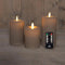 Anna's Collection - Stompkaars ribbel wax led bewegende vlam met afstandsbediening set van 3 d7.5...
