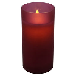 Magic Flame - LED kaars wax mat dnk roze glas 15cm