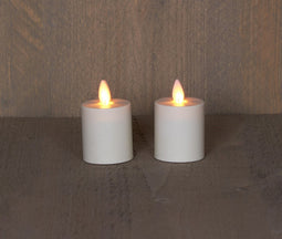 Anna's Collection - Batterijverlichting 2 stuks kaarsen bewegende vlam 5 x 5 cm ivoor met timer
