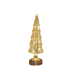 Anna's Collection - Kerstboompje glas led op batterij met timer 34x11 cm goud