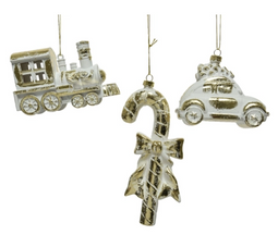 Decoris - Hanger kunststof 3ass train-car-candycanefinish:antiquekleur kroontje:goldme