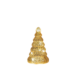 Anna's Collection - Kerstboompje glas led op batterij met timer 17.5x10.5 cm goud