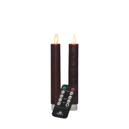 Anna's Collection - Dinerkaars wax led bewegende vlam op batterij met afstandsbediening 2 stuks h...