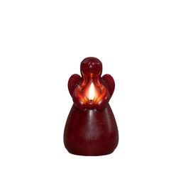 Anna's Collection - Kaars engel wax led 3d vlam op batterij met timer d8.5h14.5 cm bordeaux