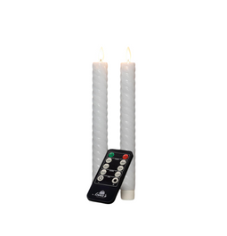 Anna's Collection - Dinerkaars swirl wax led bewegende vlam met afstandsbediening 2 stuks h23 cm wit