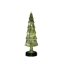 Anna's Collection - Kerstboompje glas led op batterij met timer 34x11 cm groen