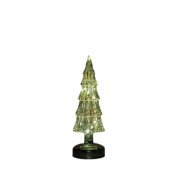 Anna's Collection - Kerstboompje glas led op batterij met timer 27.5x9.5 cm groen