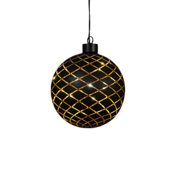 Anna's Collection - Kersthanger bal glas gouden binnenkant met diamant patroon 10led warm wit op...