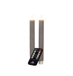 Anna's Collection - Dinerkaars ribbel wax led bewegende vlam op batterij met afstandsbediening 2...