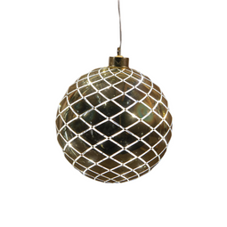 Anna's Collection - Kersthanger bal glas diamant patroon 12led warm wit op batterij met timer d15...