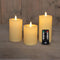 Anna's Collection - Stompkaars ribbel wax led bewegende vlam met afstandsbediening set van 3 d7.5...