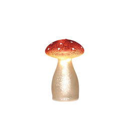 Anna's Collection - Paddenstoel glas led op batterij met timer h15 cm wit met rode stippen