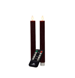 Anna's Collection - Dinerkaars ribbel wax led bewegende vlam op batterij met afstandsbediening 2...