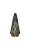 Anna's Collection - Kerstboompje glas 10led op batterij met timer 28.5x13 cm metallic antraciet