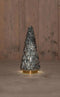 Anna's Collection - Kerstboompje glas 10led op batterij met timer 28.5x13 cm metallic antraciet
