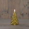 Anna's Collection - Kaars kerstboom wax led 3d vlam op batterij met timer d8.5h15 cm goud