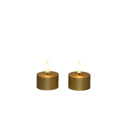 Anna's Collection - Theelicht wax led 3d vlam op batterij met timer 2 stuks d4h5 cm goud