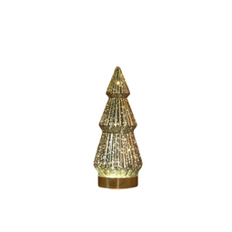 Anna's Collection - Kerstboompje glas 10led op batterij met timer 23.5x10 cm metallic goud