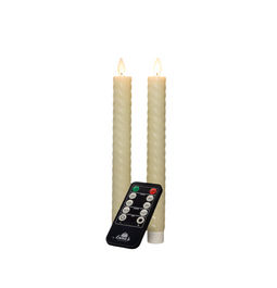 Anna's Collection - Dinerkaars swirl wax led bewegende vlam met afstandsbediening 2 stuks h23 cm...