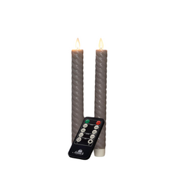 Anna's Collection - Dinerkaars swirl wax led bewegende vlam met afstandsbediening 2 stuks h23 cm...