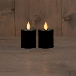 Anna's Collection - B.O.T. 2Pcs Candles Black 4,5X8 cm Moving Flame 2X2Aaa