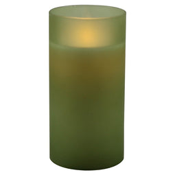 Magic Flame - LED kaars wax in groen mat glas 15cm