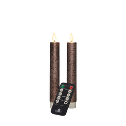 Anna's Collection - Dinerkaars wax led bewegende vlam op batterij met afstandsbediening 2 stuks h...