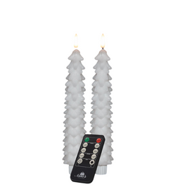 Anna's Collection - Dinerkaars kerstboom wax led 3d vlam op batterij met afstandsbediening 2 stuk...