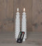 Anna's Collection - Dinerkaars kerstboom wax led 3d vlam op batterij met afstandsbediening 2 stuk...