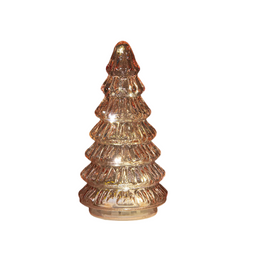 Anna's Collection - Kerstboompje glas 10led op batterij met timer 18.5x9.5 cm roze