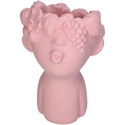 HD Collection - Planter Hoofd Fruit Beton Roze 12x11.5x18.5 cm