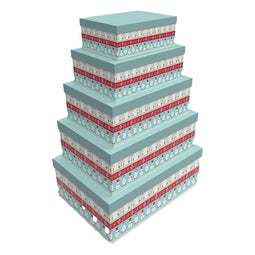 Set van opstapelbare opbergboxen DKD Home Decor Multicolour Karton 50 x 35 x 25 cm (5 Stuks)