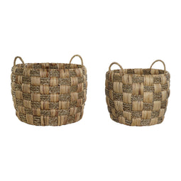 Basket spelset Home ESPRIT Natuurlijk Zeegras Natuurlijke Vezel Boho 43 x 43 x 39 cm (2 Onderdelen)