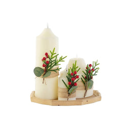 Kaarsenset DKD Home Decor Wit Groen Kerstmis 7 x 7 x 15 cm
