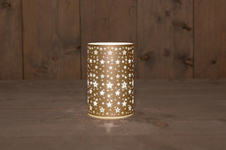 Anna's Collection - Cylinder Glass Matt Gold With Stars 10X15Cm / 8Led Warm