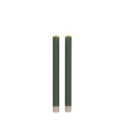Anna's Collection - Dinerkaars led 3d vlam met timer 2 stuks h25 cm jade groen