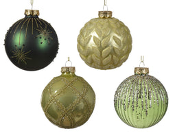 Decoris - Kerstbal glas d8 cm groen ass kerst
