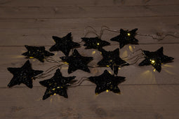 Anna's Collection - B.O.T. 10 Star 10 cm Dark Glitter 10Led Warm White140 cm