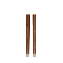 Anna's Collection - Dinerkaars led 3d vlam met timer 2 stuks h25 cm koper
