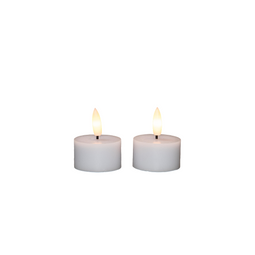 Anna's Collection - Theelicht led 3d vlam op batterij met timer 2 stuks d4h5 cm wit