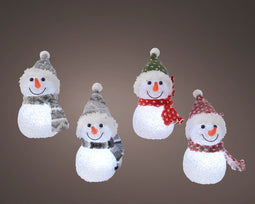 Lumineo - LED sneeuwpop BO d6h16 cm koel wit a4 kerstverlichting