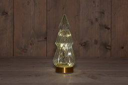 Anna's Collection - B.O.T. Tree Glass 10X23,5 cm Clear With Golden Base 10Led
