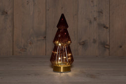 Anna's Collection - B.O.T. Tree Glass 10X23,5 cm Burgundy With Golden Base 10Led