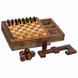 Verzameling traditionele spellen Alexandra House Living Bruin 16 x 3 x 15 cm 3 in 1