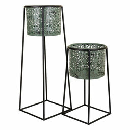 Plantenbakkenset Alexandra House Living Blauw Zwart Metaal 23 x 45 x 23 cm 26 x 70 x 26 cm 2 Onde...