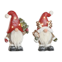 Kerstversiering Home ESPRIT Wit Rood Kabouter 25 x 11,5 x 38 cm (2 Stuks)
