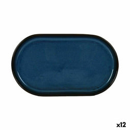 Snackdienblad La Mediterránea Chester Blauw Ovalen 25,3 x 13,5 x 2,6 cm (12 Stuks)
