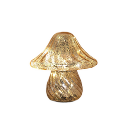 Anna's Collection - Paddenstoel glas led op batterij met timer 19x19 cm mercury goud